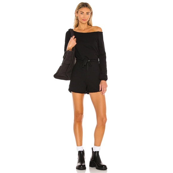 New Lovers & Friends Lene off the shoulder casual longsleeve Romper Black Medium